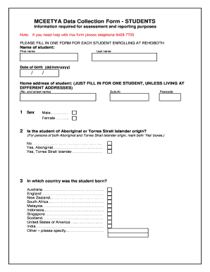 Mceetya data collection form