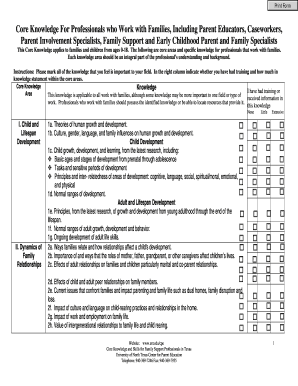 Core Knowledge Checklist for Family Support Professionals