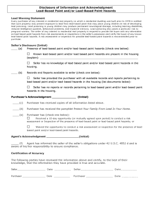 Lead-Based Paint Disclosure and Acknowledgment