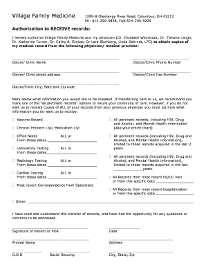 Authorization to Receive Medical Records