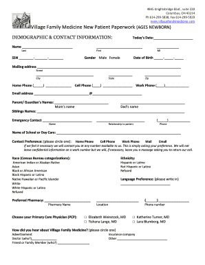 Newborn Patient Registration Form
