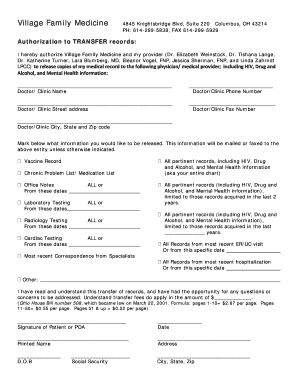 Authorization to Transfer Medical Records