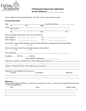 Professional Employment Application
