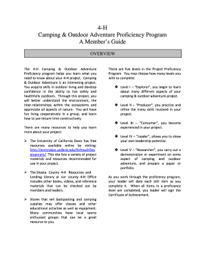4-H Camping & Outdoor Adventure Proficiency Program Guide