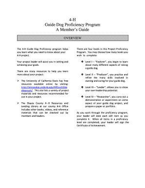 4-H Guide Dog Proficiency Program Guide