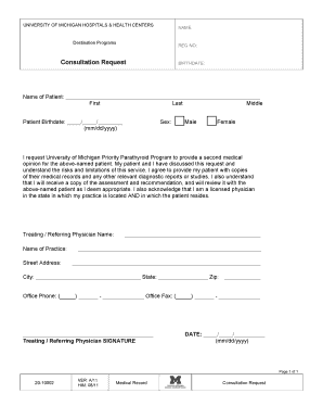 University of Michigan Parathyroid Program Consultation Request