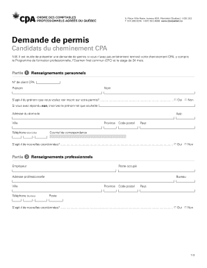 Demande de permis CPA