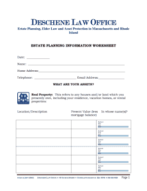 Estate Planning Information Worksheet