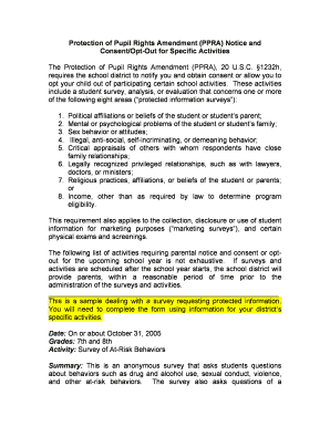 PPRA Notice and Consent Form