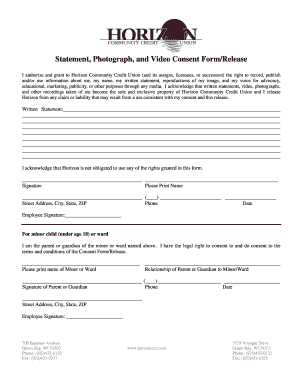 Statement Photograph and Video Consent Form