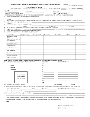 Himachal Pradesh Technical University Examination Form