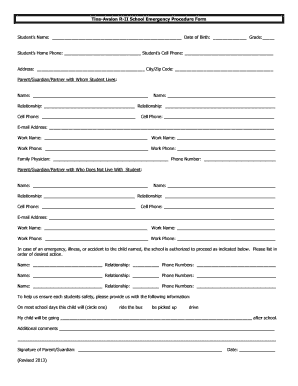 Tina-Avalon R-II School Emergency Procedure Form