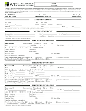 Wisconsin PDMP Claim Form