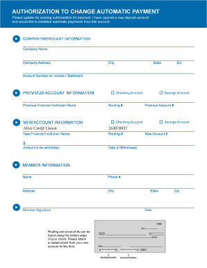 Authorization to Change Automatic Payment