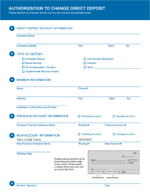 Authorization to Change Direct Deposit