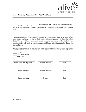 Minor Checking Account and Visa Debit Card Request