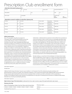 Prescription Club Enrollment Form