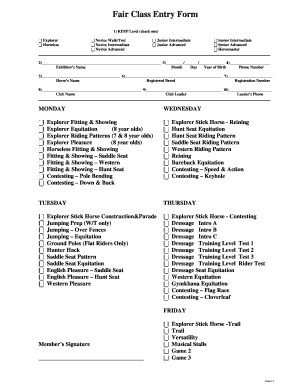 Fair Class Entry Form