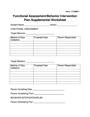 Functional Assessment Behavior Intervention Plan Form