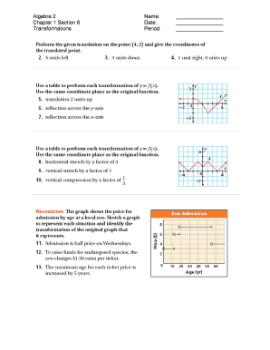 Algebra 2 Transformation Worksheet