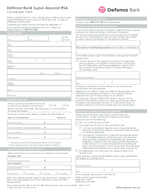 Defence Bank Super Assured RSA Contribution Form