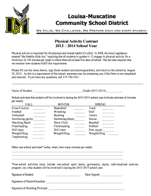 Iowa Physical Activity Contract