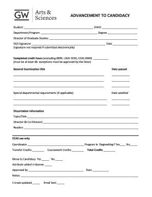 Advancement to Candidacy Form