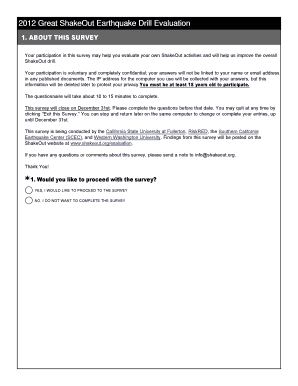 2012 Great ShakeOut Earthquake Drill Evaluation