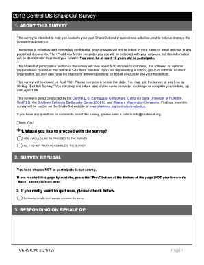 2012 Central US ShakeOut Survey