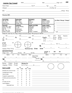 Anterior Segment Consultation Form