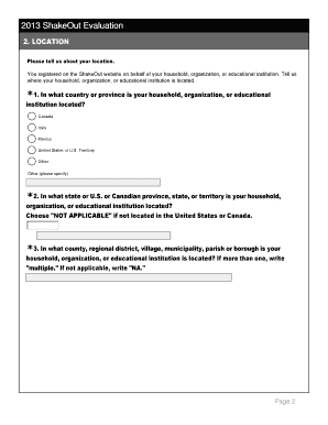 2013 ShakeOut Evaluation Survey