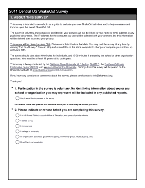 2011 Central US ShakeOut Survey