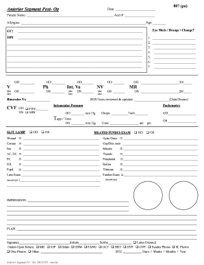 Anterior Segment Post-Op Form