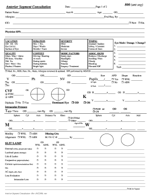 Anterior Segment Consultation Form
