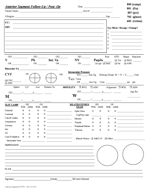 Anterior Segment Follow-Up Form