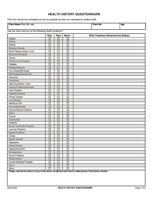 Health History Questionnaire