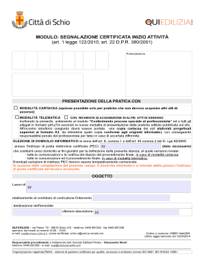 Modulo: Segnalazione Certificata Inizio Attività