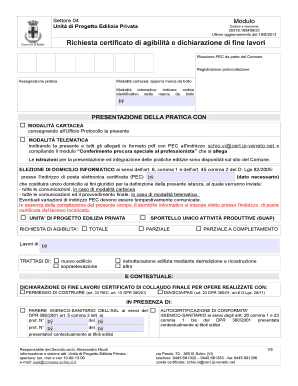 Richiesta certificato di agibilità e dichiarazione di fine lavori
