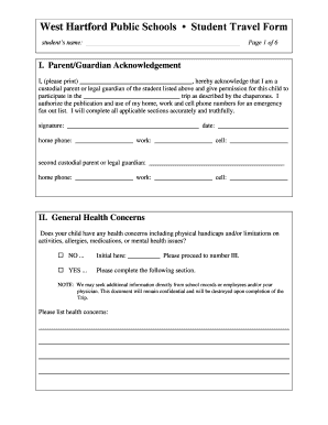 West Hartford Student Travel Form