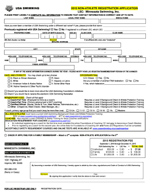 USA Swimming Non-Athlete Registration Application