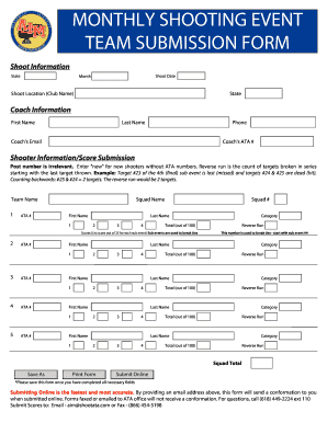 Monthly Shooting Event Team Submission Form