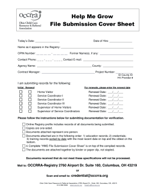 Help Me Grow File Submission Cover Sheet