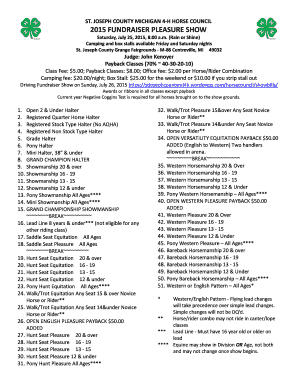 Horse purchase agreement - ST JOSEPH COUNTY MICHIGAN 4-H HORSE COUNCIL 2015