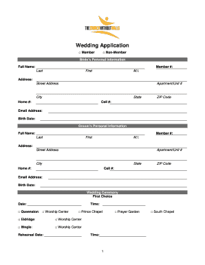 Wedding Ceremony Application Form