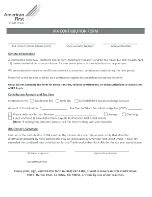 IRA Contribution Form