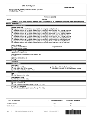 Ortho Total Knee Replacement Post-Op Plan