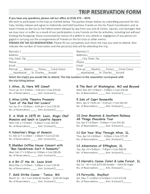 Friends on the Go Trip Reservation Form