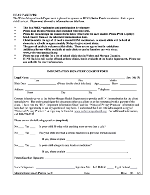 H1N1 Immunization Consent Form