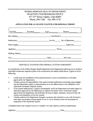 On-Site Wastewater Disposal Permit Application