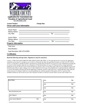 Utah Agricultural Land Tax Application